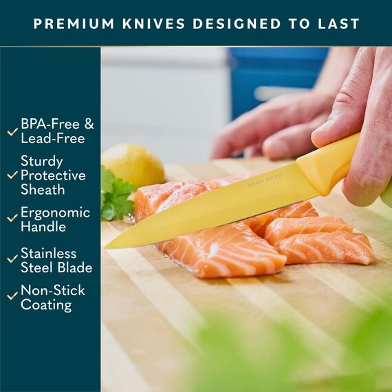 Home Hero Küchenmesser - Professionelle Küchenmesser aus Edelstahl - Messer- und Küchenutensilien-Set (11 Stück mit Scheide – Mehrfarbig)