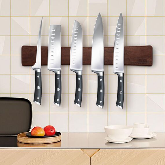 HOSHANHO Magnetleiste Messer, Messerhalter Magnetisch für Wand, Magnet Messerhalter Holz Knife Holder für Utensilien und Aufbewahrung Magnetisch Werkzeuge, 40cm/16in
