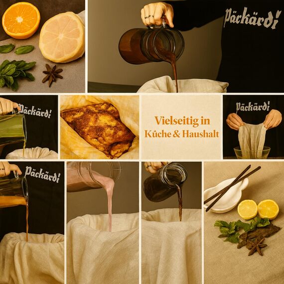 Grade 100+ PACKARDI Passiertuch 3 Stück ca. 50x50 cm je Käsetuch, Cheesecloth Filtertuch Seihtuch 100% ungebleicht, aus reiner Baumwolle, fusselfreie Mulltücher mit vernähten Ecken