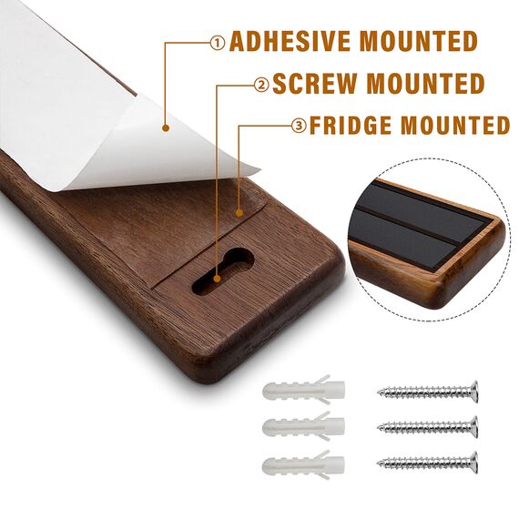 HOSHANHO Magnetleiste Messer, Messerhalter Magnetisch für Wand, Magnet Messerhalter Holz Knife Holder für Utensilien und Aufbewahrung Magnetisch Werkzeuge, 40cm/16in