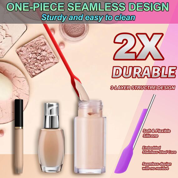 Anaeat Mini-Silikonspatel – Set mit 4 multifunktionalen kleinen Küchenschabern und winzigen Make-up-Schönheitsspateln, wiederverwendbar für Marmeladengläser, schmale Dosen, dünne Flaschen (Mehrfarbig)