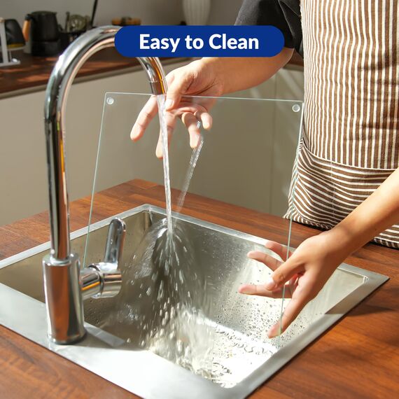 Kitchenville Glasschneidebrett 40×30 cm – Hygienisches Schneidebrett aus gehärtetem Glas – Hitzebeständig, Kratzfest & Rutschfest – Glasplatte für die Küche – Transparentes Design