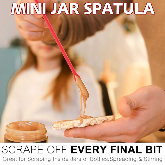Anaeat Mini-Silikonspatel – Set mit 4 multifunktionalen kleinen Küchenschabern und winzigen Make-up-Schönheitsspateln, wiederverwendbar für Marmeladengläser, schmale Dosen, dünne Flaschen (Mehrfarbig)