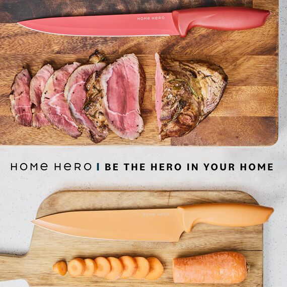 Home Hero Küchenmesser - Professionelle Küchenmesser aus Edelstahl - Messer- und Küchenutensilien-Set (11 Stück mit Scheide – Mehrfarbig)