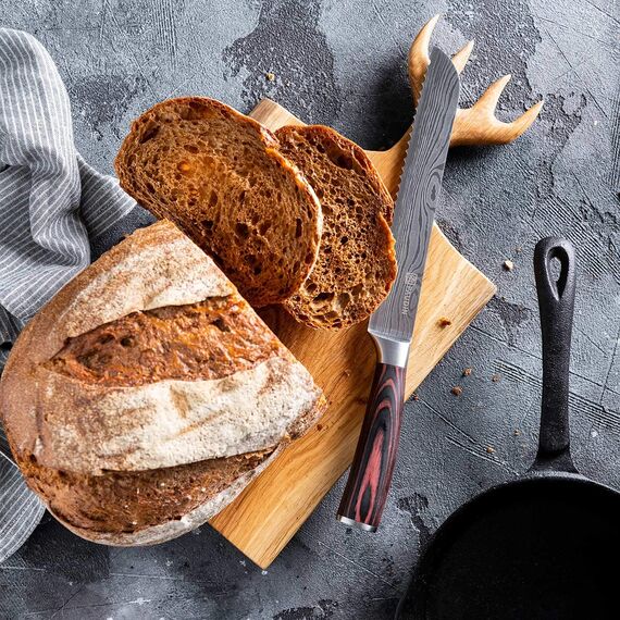 PAUDIN Brotmesser mit Wellenschliff Profi 20 cm aus hochwertigem rostfreiem Edelstahl, extra scharfe Messerklinge mit ergonomischem Griff