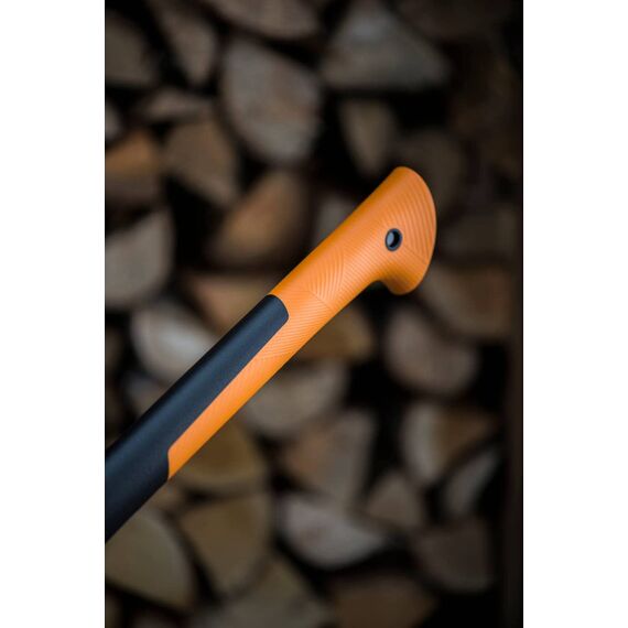 Fiskars Spaltaxt, Inklusive Klingen-/Transportschutz, Länge: 96 cm, Antihaftbeschichtet, Hochwertige Stahl-Klinge/Glasfaserverstärkter Kunststoff-Stiel, Schwarz/Orange, X27–XXL, 2,57 kg, 1015644