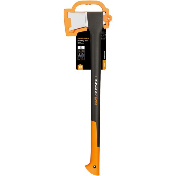 Fiskars Spaltaxt, Inklusive Klingen- und Transportschutz, Länge: 71 cm, Antihaftbeschichtet, Hochwertige Stahl-Klinge/Glasfaserverstärkter Kunststoff-Stiel, Schwarz/Orange, X21–L, 1,63 kg, 1015642