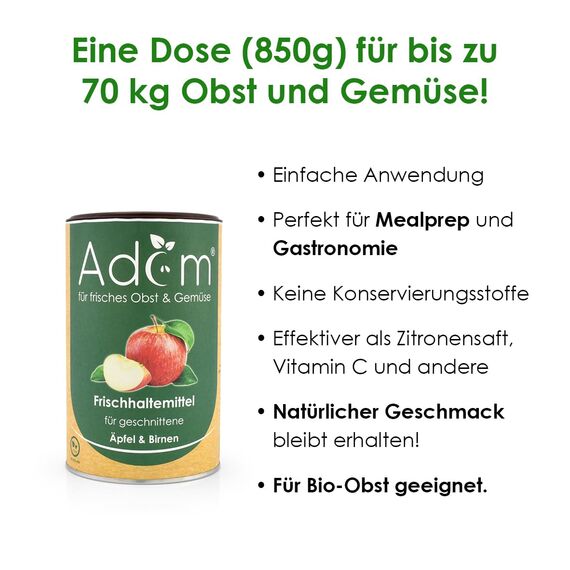 Profi Edelstahl Apfelteiler, Küchenwerkzeug für Obstzubereitung, 12-teiliges Schnittmuster, langlebig, vielseitig und einfach zu reinigen (Adam Apfelschneider + Adam Frischhaltelösung)