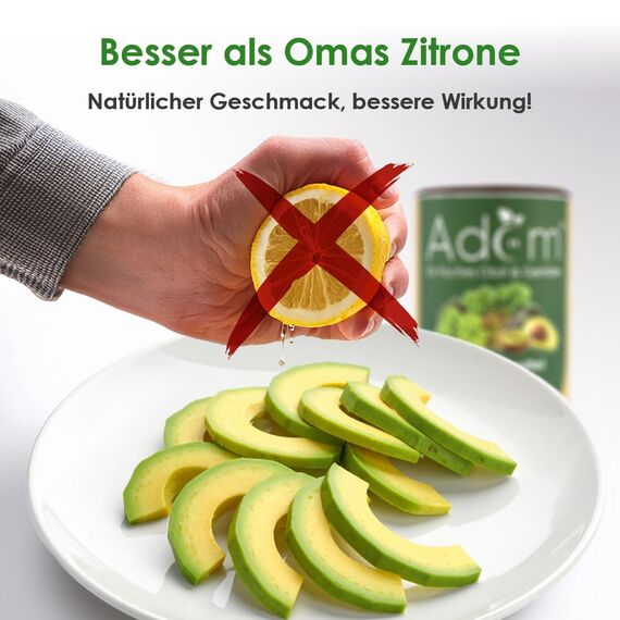 Adam Frischhaltelösung für Obst & Gemüse – hält Avocado, Salat und Guacamole bis zu 7 Tage frisch, verhindert Braunverfärbung, geschmacksneutral – Antioxidationsmittel, 850 g…