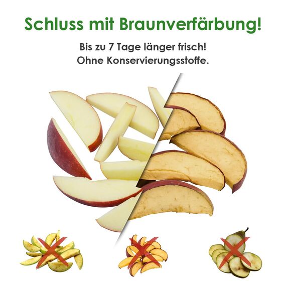 Profi Edelstahl Apfelteiler, Küchenwerkzeug für Obstzubereitung, 12-teiliges Schnittmuster, langlebig, vielseitig und einfach zu reinigen (Adam Apfelschneider + Adam Frischhaltelösung)