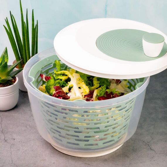 Westmark Salatschleuder – Fassungsvermögen: 4,4 Liter, ø 23,5 cm, Kunststoff, BPA-frei, Spinderella – Mint-Grün