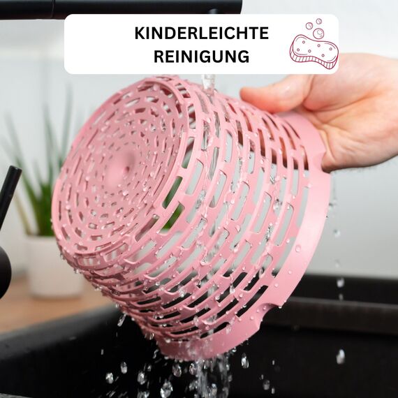 Westmark Salatschleuder, Fassungsvermögen: 4,4 Liter, ø 23,5 cm, Kunststoff, BPA-frei, Spinderella, Farbe: Transparent/Weiß/Rosa, 2430226P