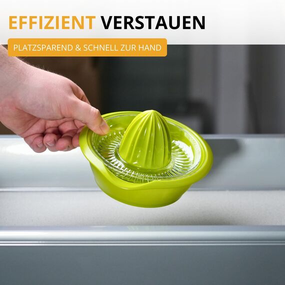 Westmark Zitronen-/Zitruspresse mit Behälter, Durchmesser: 18,7 cm, Fassungsvermögen: 0,5 Liter, Kunststoff, Limetta, Apfelgrün, 3091227A