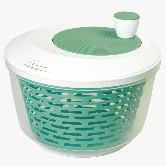 Westmark Salatschleuder, Fassungsvermögen: 4,4 Liter, ø 23,5 cm, Kunststoff, BPA-frei, Spinderella, Farbe: Transparent/Weiß/Mint-Grün, 2430226M