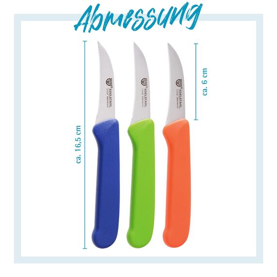 GRÄWE Obstmesser, 3er Set, Gemüsemesser, kleines Küchenmesser-Set, Schälmesser, Edelstahl, bunt, super scharf geschliffen