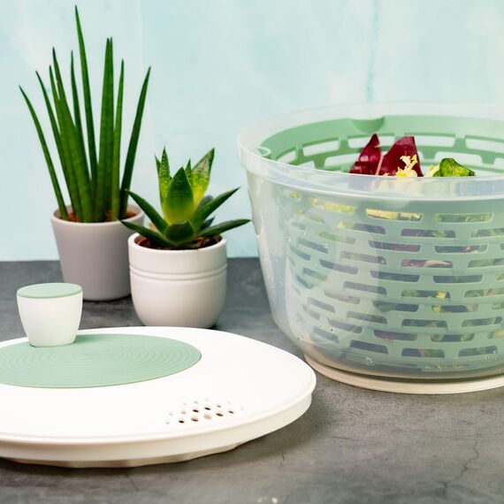 Westmark Salatschleuder – Fassungsvermögen: 4,4 Liter, ø 23,5 cm, Kunststoff, BPA-frei, Spinderella – Mint-Grün