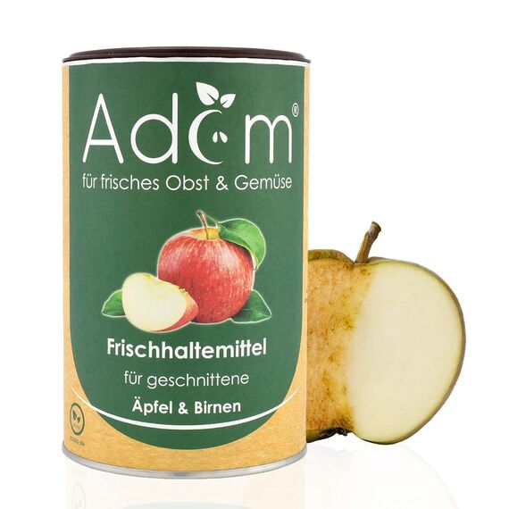 Profi Edelstahl Apfelteiler, Küchenwerkzeug für Obstzubereitung, 12-teiliges Schnittmuster, langlebig, vielseitig und einfach zu reinigen (Adam Apfelschneider + Adam Frischhaltelösung)