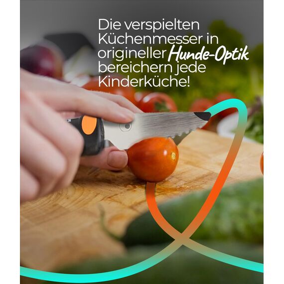 KUHN RIKON kinderkitchen Kindermesser Set Hund, schwarz/orange, Edelstahl, Schwarz & Orange