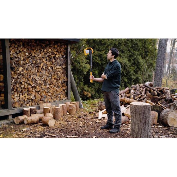 Fiskars Spaltaxt, Inklusive Klingen-/Transportschutz, Länge: 96 cm, Antihaftbeschichtet, Hochwertige Stahl-Klinge/Glasfaserverstärkter Kunststoff-Stiel, Schwarz/Orange, X27–XXL, 2,57 kg, 1015644
