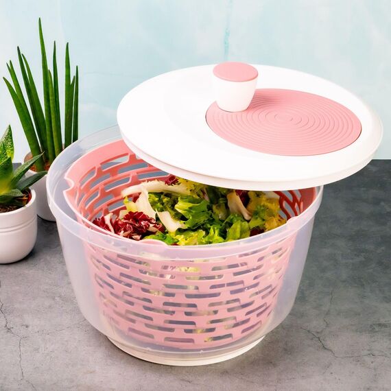 Westmark Salatschleuder – Fassungsvermögen: 4,4 Liter, ø 23,5 cm, Kunststoff, BPA-frei, Spinderella – Rosa