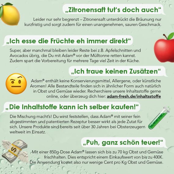 Profi Edelstahl Apfelteiler, Küchenwerkzeug für Obstzubereitung, 12-teiliges Schnittmuster, langlebig, vielseitig und einfach zu reinigen (Adam Apfelschneider + Adam Frischhaltelösung)