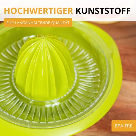 Westmark Zitronen-/Zitruspresse mit Behälter, Durchmesser: 18,7 cm, Fassungsvermögen: 0,5 Liter, Kunststoff, Limetta, Apfelgrün, 3091227A