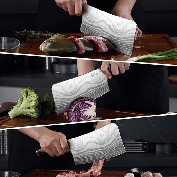 PAUDIN Hackmesser 18 CM, Profi Chinesisches kochmesser für Küche und Fleisch, Extrem Scharf Fleichmesser und Küchenbeil, Hochwertigem Edelstahl Küchenmesser mit Scharfe Klinge und Pakkaholzgriff