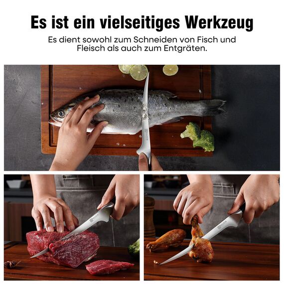PAUDIN Filetiermesser fisch Messer 18 cm, Filitiermesser Scharf Fisch aus Deutscher Edelstahl 1.4116, Profi Küchenmesser Fischfiliermesser und Ultra Scharfe Messer mit Ergonomischer G10 Griff