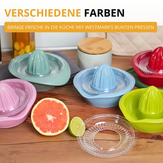 Westmark Zitronen-/Zitruspresse mit Behälter, Durchmesser: 18,7 cm, Fassungsvermögen: 0,5 Liter, Kunststoff, Limetta, Apfelgrün, 3091227A