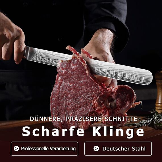 PAUDIN Schinkenmesser Tranchiermesser 30 cm, Küchenmesser für Schinken, Profi Fischmesser aus hochwertigem Edelstahl, Extra Scharfe Lachsmesser mit Ergonomischem Pakkaholz Griff