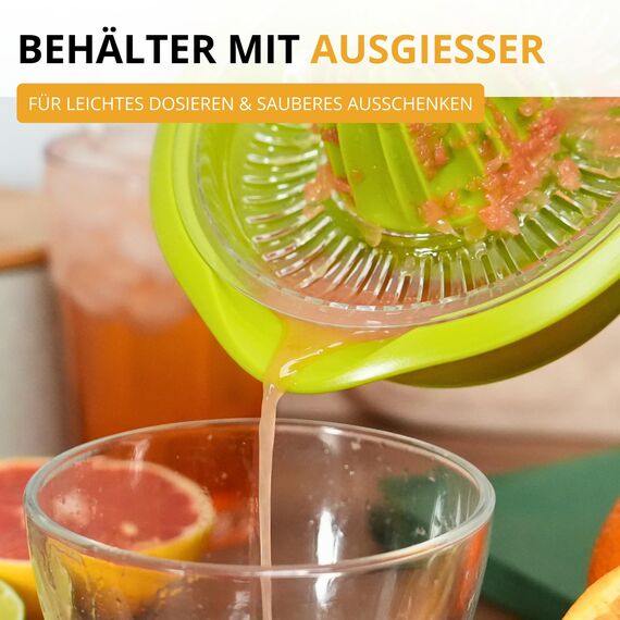 Westmark Zitronen-/Zitruspresse mit Behälter, Durchmesser: 18,7 cm, Fassungsvermögen: 0,5 Liter, Kunststoff, Limetta, Apfelgrün, 3091227A