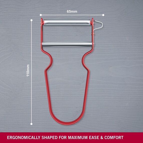 Victorinox REX Sparschäler, für Obst, Gemüse, Extra Scharf, Gerader Schliff, Aluminium, rot
