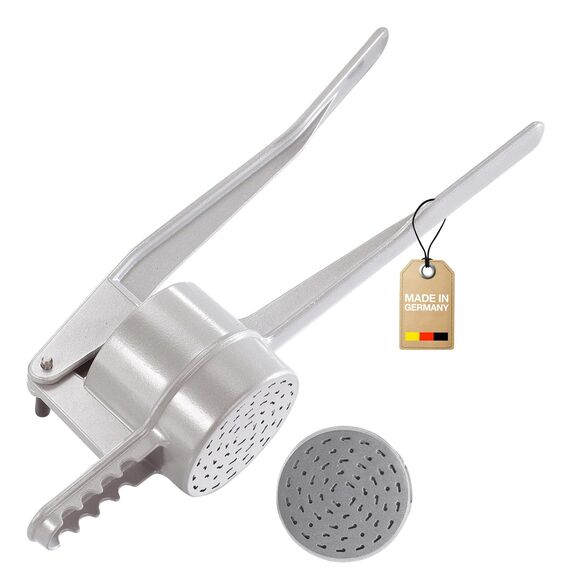 Westmark Spätzle-/Kartoffelpresse, Traditionelle Lochung für Spätzle wie Handgemacht, Aluminiumdruckguss, Länge: 41 cm, Spätzlechef, Silber, 61202260