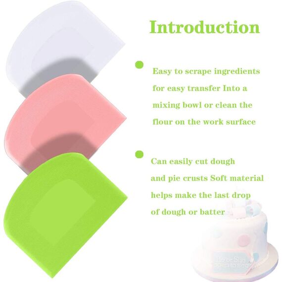 Teigschaber Teigschaberkarte Silikon,Dough Scraper card Spatelset für Kuchen, Pizza, Brotschneiden, Küchenbedarf für Brot Backen Kuchen Enthusiasten Anfänger Profi Bäcker (Weiß+Grün)