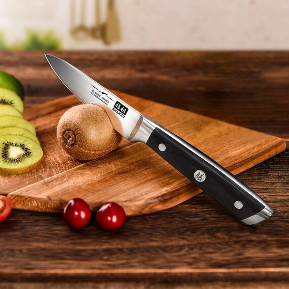 SHAN ZU Küchenmesser Gemüsemesser Schuhmesser 9,5 cm Obstmesser Professionelles Schälenmesser mit Deutschem Edelstahl Küchen Gemüsemesser Für Obst mit Ergonomischem Pakkaholzgriff