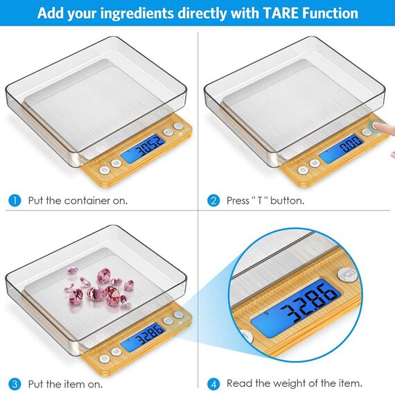 AMIR Feinwaage 0.01g, 500g / 0,01g Digitalwaage, Taschenwaage, Münzwaage, Küchenwaagen mit Tara-Funktion, Zählung Funktion, 6 Einheiten Konvertierung, Auto-Aus