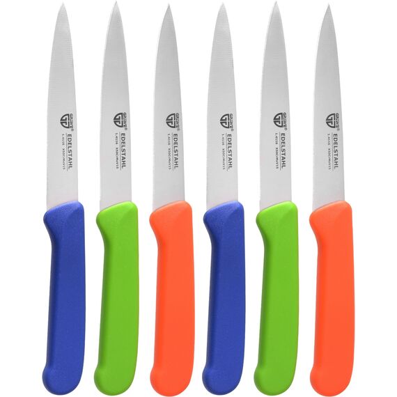 GRÄWE Gemüsemesser, 6er Set, kleines Küchenmesser-Set, Obstmesser, Schälmesser, Edelstahl, Bunt, super scharf geschliffen