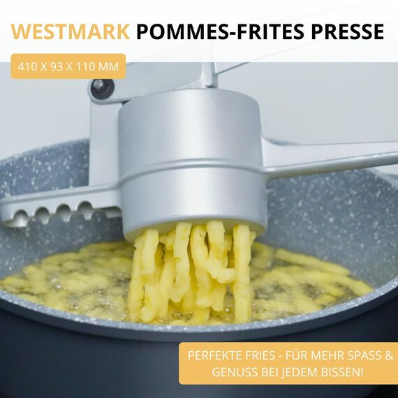 Westmark Pommespresse – Churropresse, Kartoffelpresse aus hochwertigem Aluminium – Für Kartoffel, Churros & Pommes – Silber, 41 cm