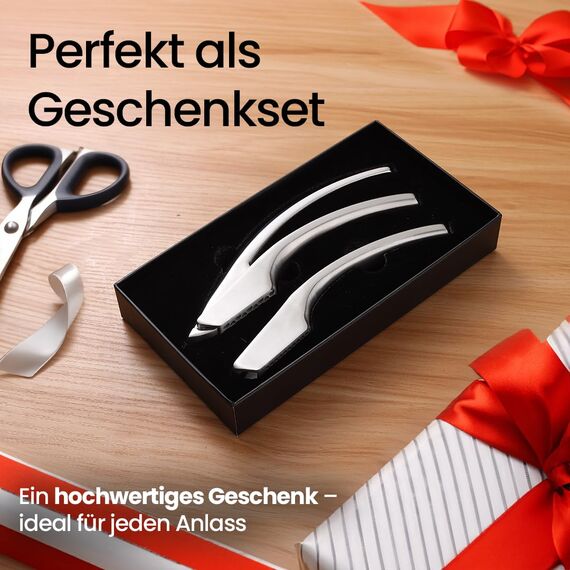 Knoblauchpresse Edelstahl Set mit 2 Aufsätzen | Knoblauch Presse für Knoblauchpaste & Stücke | Garlic Press für Knoblauch & Ingwer (kein Schälen notwendig) | Spülmaschinenfest 5 Jahren Garantie