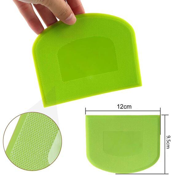 Teigschaber Teigschaberkarte Silikon,Dough Scraper card Spatelset für Kuchen, Pizza, Brotschneiden, Küchenbedarf für Brot Backen Kuchen Enthusiasten Anfänger Profi Bäcker (Weiß+Grün)