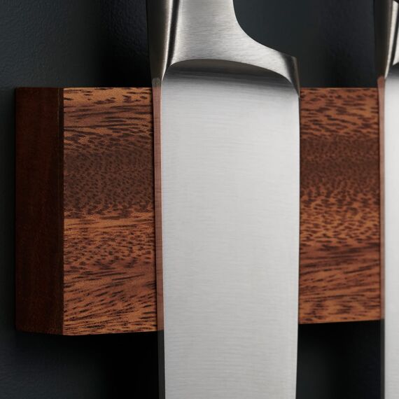 LARHN Magnetleiste Messer aus Walnussholz mit Extra Starkem Magnet - 40 cm - Messerhalter Magnetisch Holz für Utensilien und Werkzeuge - Unbestückte Messerblöck