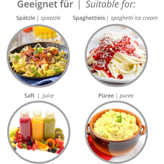 Westmark Spätzle-/Kartoffelpresse, Traditionelle Lochung für Spätzle wie Handgemacht, Aluminiumdruckguss, Länge: 41 cm, Spätzlechef, Silber, 61202260