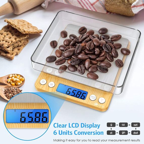 AMIR Feinwaage 0.01g, 500g / 0,01g Digitalwaage, Taschenwaage, Münzwaage, Küchenwaagen mit Tara-Funktion, Zählung Funktion, 6 Einheiten Konvertierung, Auto-Aus