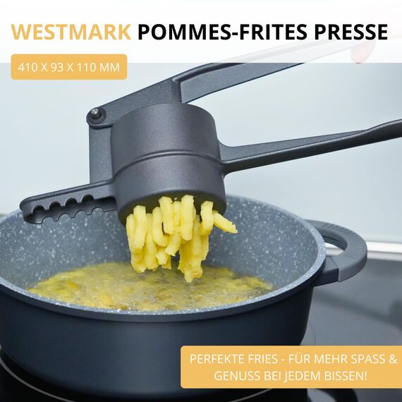 Westmark Kartoffelpresse Black Edition – Spätzlepresse, Spaghettieispresse mit Griffiger Spezialbeschichtung – Für Kartoffel, Spätzle & Pommes – Anthrazit, 41 cm