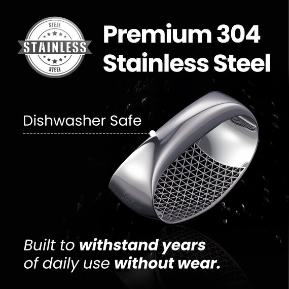 Knoblauchpresse – Knoblauch Wippe mit innovativer 3D-Schneidefunktion | Müheloses Pressen & Einfache Reinigung | Knoblauchpresse Edelstahl mit 5 Jahre Ersatzversprechen | Garlic Press