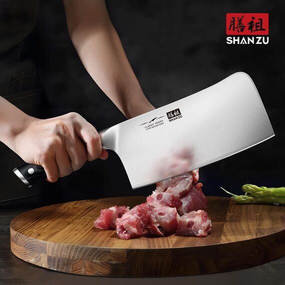 SHAN ZU Hackmesser Fleichmesser Chinesisches Hackmesser 17.8cm 21 ° Klinge verdickte Klinge zum Knacken von Knochen- Classic Series