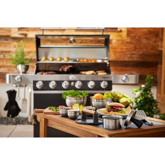 RÖSLE Burgerpresse PRO, Hochwertige Fleischpresse zum einfachen Formen von Burgerpatties, Edelstahl 18/10, 11 cm, Spülmaschinengeeignet, 12 x 12 x 9 cm