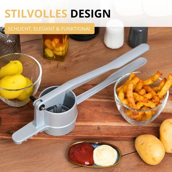 Westmark Pommespresse – Churropresse, Kartoffelpresse aus hochwertigem Aluminium – Für Kartoffel, Churros & Pommes – Silber, 41 cm