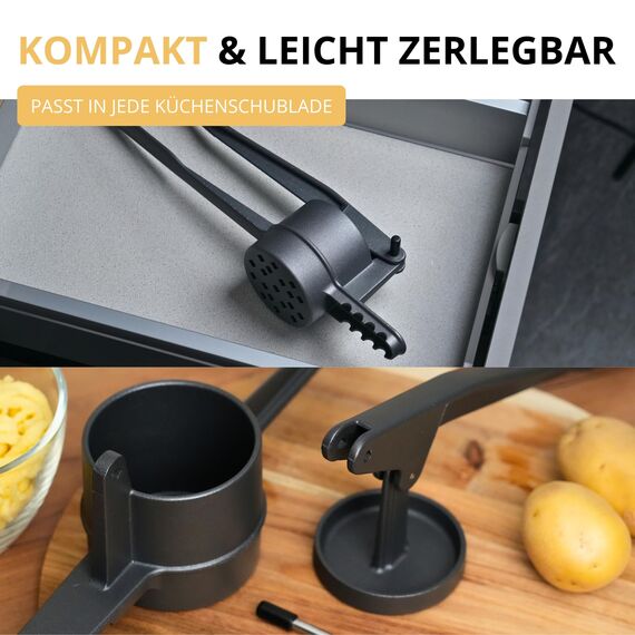 Westmark Kartoffelpresse Black Edition – Spätzlepresse, Spaghettieispresse mit Griffiger Spezialbeschichtung – Für Kartoffel, Spätzle & Pommes – Anthrazit, 41 cm