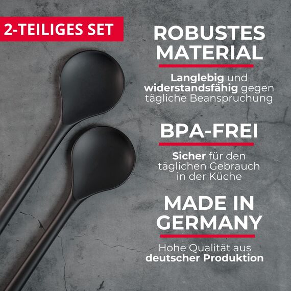 Westmark 2 Rühr-/Kochlöffel, Länge: je 30,2 cm, Gentle, Schwarz, 288422E3